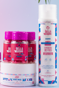 KIT Explosão de Beleza + 3 meses de BellaBoom + Shampoo + Boost Mask 2em1